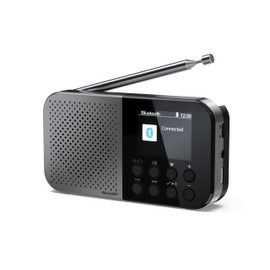 SHARP DR-P520(GY) Portable Digital Radio (DAB/DAB+/FM with RDS, USB, Bluetooth 5.3) Memory for 120 Transmitters, 3.5 mm Jack, Alarm Clock Function, Grey/Black