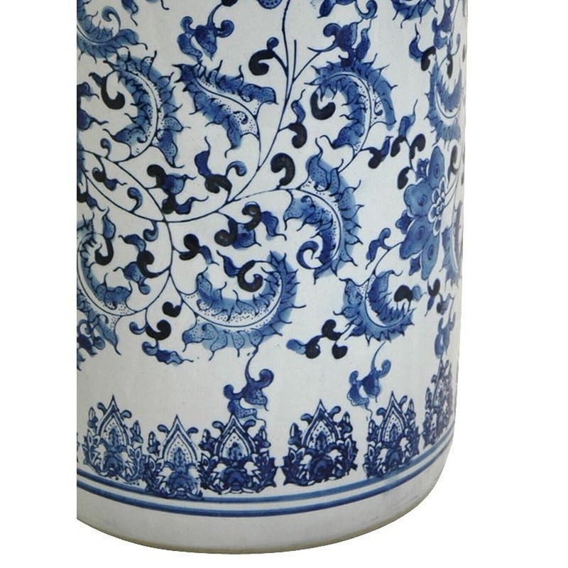 Red Lantern Oriental Furniture 24" Floral Blue & White Porcelain
