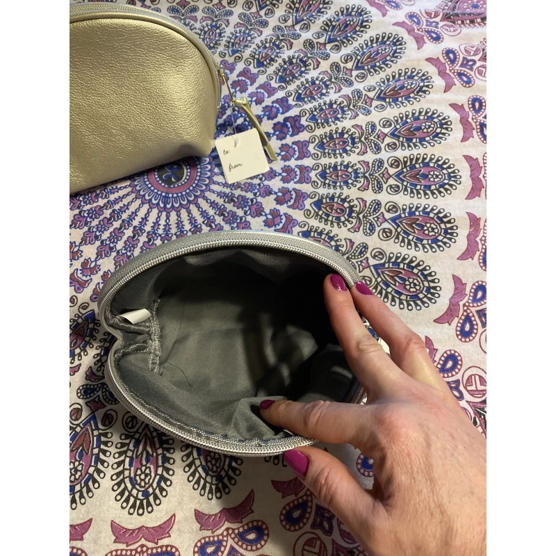 Unbranded Make Up Bag Pouch Faux Leather Silver And Gold
