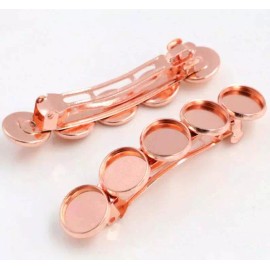 Unbranded 10 pcs Rose Gold French Hair Barrettes Hair Clips - 71mm x 14mm - 12mm Glue Pad
