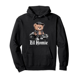 Lil Homie Hip Hop Teddy Bear Lowrider Chicano Cholo Pullover Hoodie