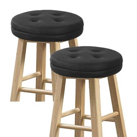 baibu Set of 2 Bar Stool Cushions, Super Breathable Round Bar Stool Covers Seat Cushion Round with Elastic Black 13" - 2 Cushions Only
