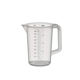 APS 30047 Messbecher 1 Liter, Ø 12 x H: 17 cm, Kunststoffbecher mit geprägter Maßskalierung außen, geschlossener Griff, 1- und ml-Liter- Einteilung, spülmaschinengeeignet
