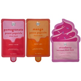 Peach Slices Mango & Pomegranate Popsicle Strawberry Ice Cream Sheet Mask Set