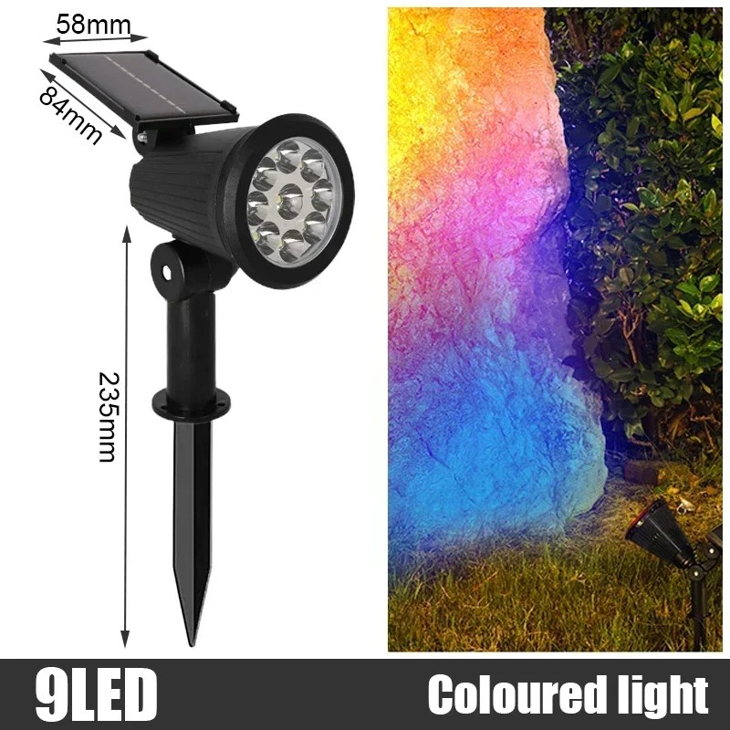 9-LED RGB Solar Spot Lights for Outdoor Landscaping – IP65