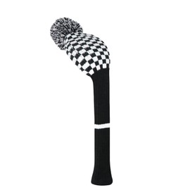 LeFeng 1Pcs Golf Club Cover, Knitted Golf Head Cover for 460cc Driver Fairway Woods and Hybrid with Cute Pom Pom and Number Tag(for Hybrid)