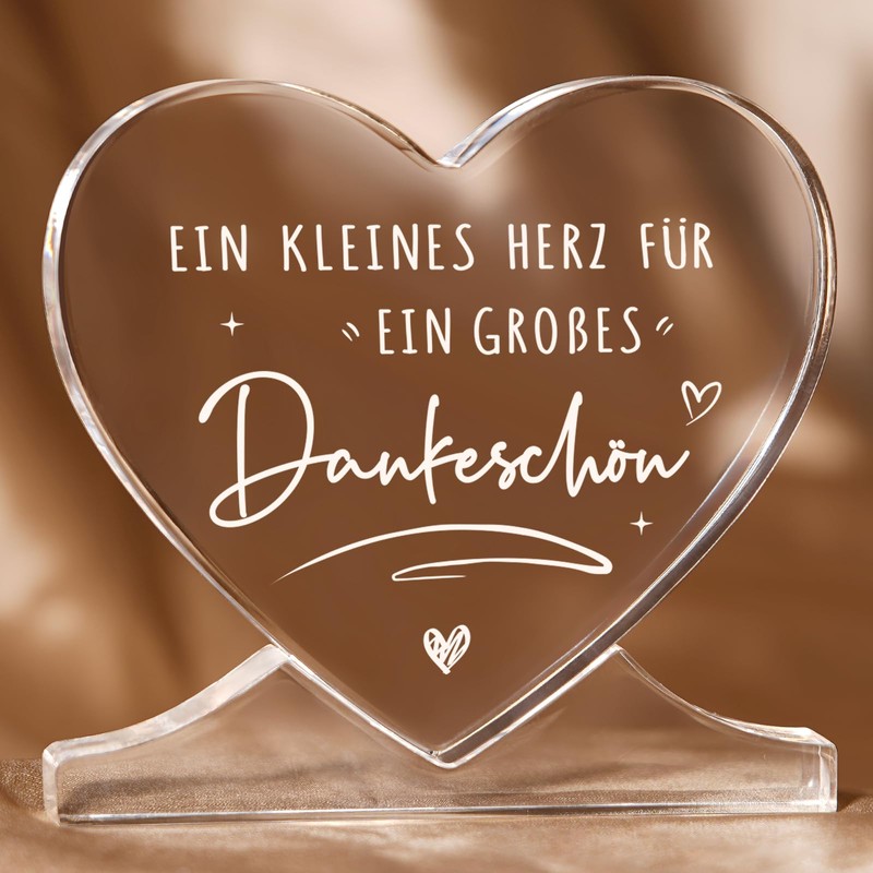 GoMelley Thank You Gifts, Heart Shaped Acrylic Home Decoration
