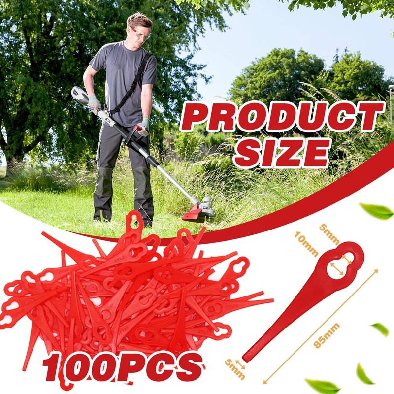 100 Pcs Plastic Grass Trimmer Blades, Cordless Strimmer Blades 85