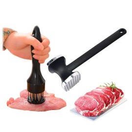 ZHYUAN2PCS Meat Tenderizer Tool,Sharp Stainless Steel Meat Tenderizer Needle with 21 Blades,Dual-Side Heavy Duty Meat Tenderizer Hammer,Meat Pounder for Tenderizing Chicken,Beef,Steak,Veal,Pork,Turkey