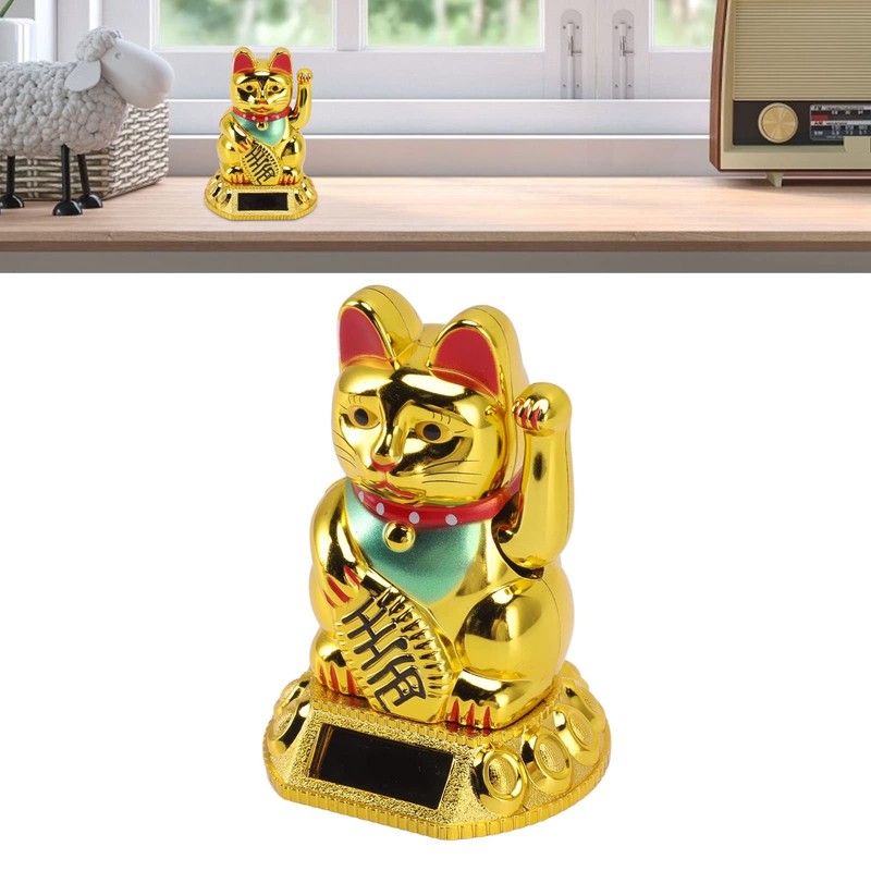ASHATA Waving Cat, Cute Chinese Happy Cat Decoration, Waving Arm,