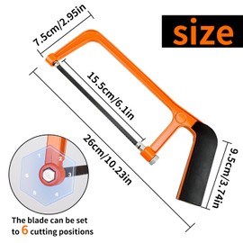 WENJION Hacksaw, Mini Hacksaw Set with 10 Blades, Professional Junior Hack Saw for Metal, Plastic, Wood Cutting, Small Hand Saw with Adjustable Frame, Heavy Duty Compact Hacksaw Tool for DIY & Repair