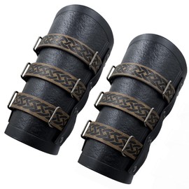Viking Leather Bracers Medieval Leather Bracers for Men Embossed Armbands LARP Accessories Medieval Gauntlets 1 Pair