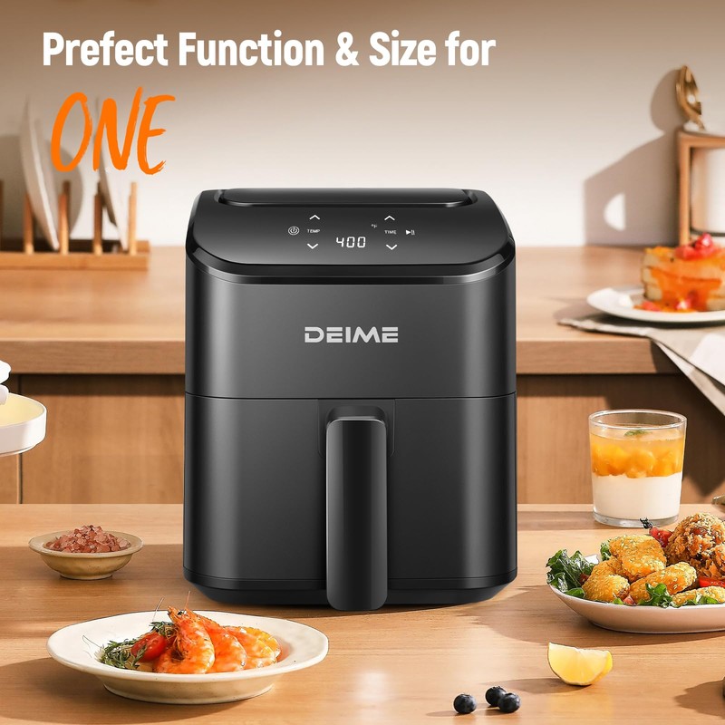DEIME Air Fryer 3 Qt, Small Airfryer Digital Space Saving