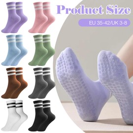 Pilates Socks 8 Pairs Stopper Socks Women's 35-42 Long Yoga Socks with Handles Non-Slip Socks Women for Pilates Yoga Barre Dance Ballet Fitness