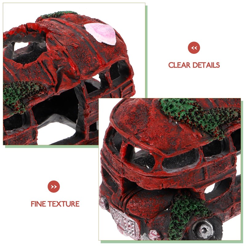 POPETPOP Wreck Car Aquarium Decorations - Resin Wrecked Bus Fish