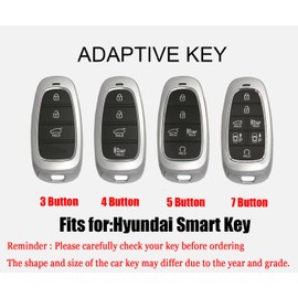 HIBEYO Leather Car Key Fob Cover with Keychain fits for Hyundai Sonata Nexo Tucson Santa Fe 2019-2022 Key Case Cover Jacket Smart Remote Car Key Keyless Entry Holder 4 Button Brown