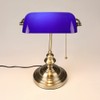 FIRVRE Blue Glass Bankers Desk Lamp Bright Executive Table Lamp