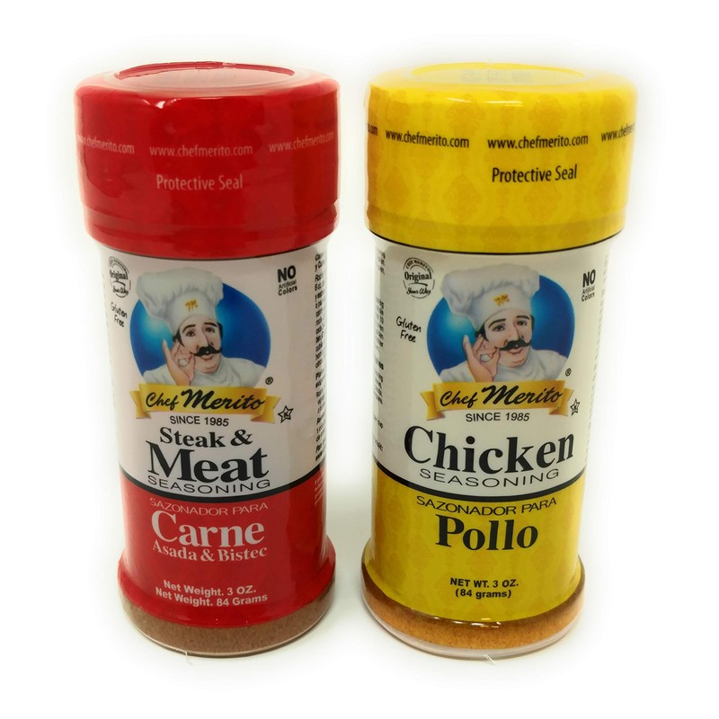 Chef Merito Carne Asada Beef and Chicken Seasoning Combo Pack,