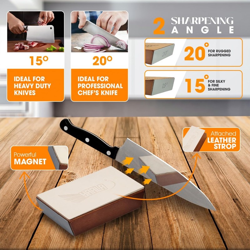 Rolling Knife Sharpener Kit, Comes with Leather Strop - Roller
