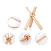 HugeDE 3 Pcs 150mm Mini Baseball Bats Unfinished Small Wooden