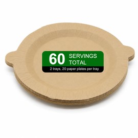 Round Layer Disposable Plates: 3 Plates 60 Servings Total 20 Per Plate Leakproof Odor Proof Paper Plates with Sturdy Support Base for Travel Camping Kitchen