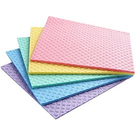 Reusable Cleaning Cellulose Sponge Cloths Absorbent Wipes Clean Kitchen Car Dish Eco-Friendly Dishcloth Hand Towel Auto - 1pack (5pcs) - Color: Random, Style: 5pcs - Non Vacuum