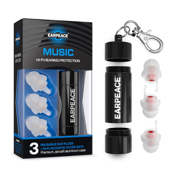 EARPEACE High Fidelity Concert Ear Plugs - Hearing Protection Earplugs for Musicians, Festivals, and Loud Venues - 3 Levels of Noise Reduction - Noise Cancelling Ear Plugs Up to 26dB
