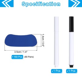 PATIKIL 80 Pairs Sports Eye Black Stickers, Under Eye Black Strips Football Face Stickers Breathable Eyeblack Sticker with Pencil for Baseball Fans on Game Day, Blue