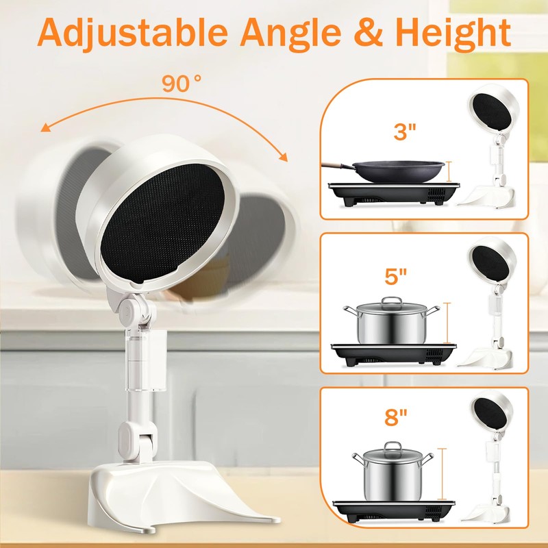 KOSGHO Portable Range Hood Exhaust Fan, 3 Speeds, Adjustable Height