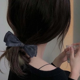 Wendalern Vintage Tulle Bow Hair Clip Bow Ponytail Holder Clip French Hair Bow Clips Black Tulle Hair Clips Headwear Hair Accessories for Women and Girls Gifts