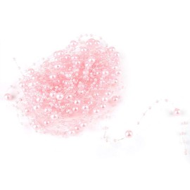 10 m Pearl Garland, Artificial Pearl Ribbon Pearl Necklace for Wedding DIY Craft Decoration (Pink)