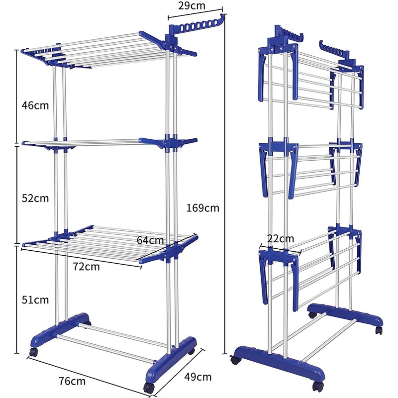 Bigzzia Clothes Drying Rack, Folding Stainless Steel Drying Rack Clothing