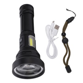 Outdoor USB Rechargeable Flashlight Telescopic Zoom Portable COB Strong Light LED Torch