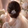 3 PCS Vintage Rhinestone Hair Clips Gray Metal Flower Claw
