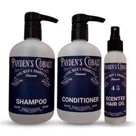 Payden's Cobalt Bergamot & Cedarleaf For Men Scented Argan Oil Hair Shampoo, Conditioner and Hair Oil Set