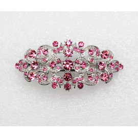 Faship Gorgeous Pink Crystal Floral Hair Barrette Clip