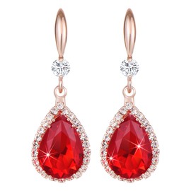 Linawe Earrings, Women's, Jewelry, Diamonds, Mother's, Rose Gold, Created Ruby