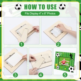 Burbell 12 Pcs Picture Frame Sports Athletics Frames Fits 4 x 6 Inches Photograph Wood Photo Frame for Athlete Coach Team Birthday Sports Theme Party Gifts (Soccer)