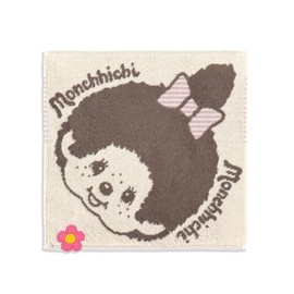 Monchhichi 59-0050070 Towel Handkerchief, Pink, Fulfy Cotton, Cute, Approx. 9.8 x 9.8 inches (25 x 25 cm)