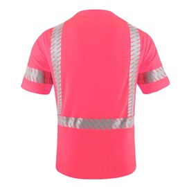 LOVPOSNTY Safety Shirts ANSI Class 2 Hi Vis Shirts with Reflective Strips, Black Bottom Construction Shirts for Men(Pink,L)