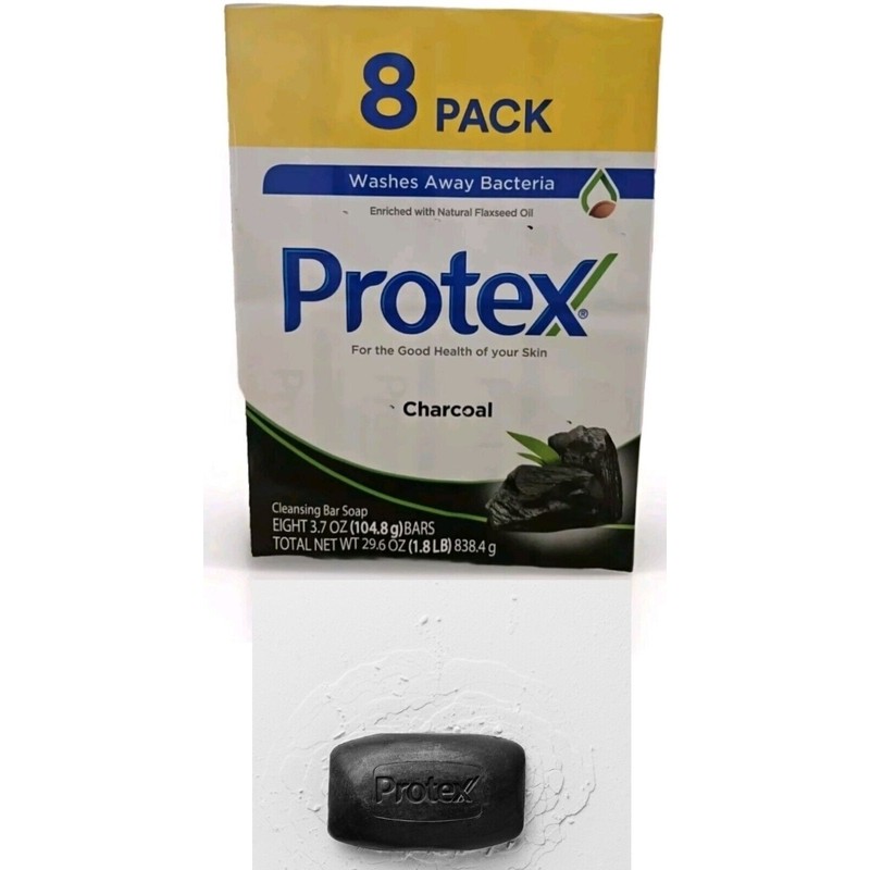 Protex Charcoal Soap Natural Antibacterial With Flaxseed Oil 8 Bars