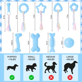 Foilswirl 9 Pack Puppy Chew Toys for Teething Puppy Teething Chew Toys for 0-6 Months Suitable for Female Small Dogs(Blue)
