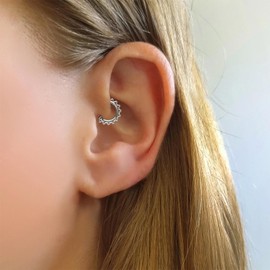 Lantine 16G Earrings Silver 925 Septum Piercing Ring Gold Flower Helix Piercing Clicker Jewellery for Daith Lip Rings Cartilage Tragus Earrings Ear Piercing 8 mm, Sterling Silver, No gemstone