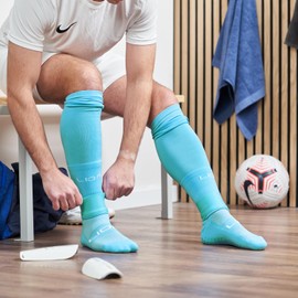 LION SPORTSWEAR Football Sock Sleeves To Accompany Grip Socks - Fits Over Calf/Shin Pads - Variety Of Colors To Match Your Team Kit (Aqua, One Size)