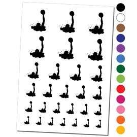 Water Polo Solid Temporary Tattoo Water Resistant Fake Body Art Set Collection - Red (One Sheet)