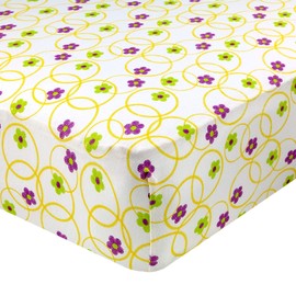 Abstract - Sábanas ajustables para cuna (100% algodón jersey para niños y niñas, 71 x 132 cm, se adapta a colchones de cuna y cama de tamaño completo - Dobladillo elástico cubierto, multicolor floral - por Abstract