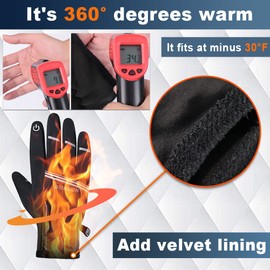 Bursun Guantes de invierno, resistentes al viento, resistentes al agua, cálidos, para hombre y mujer, guantes térmicos de invierno al aire libre, Negro, Medium