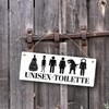 Unisex Toilet Metal Sign L 10.5 x 28 cm White