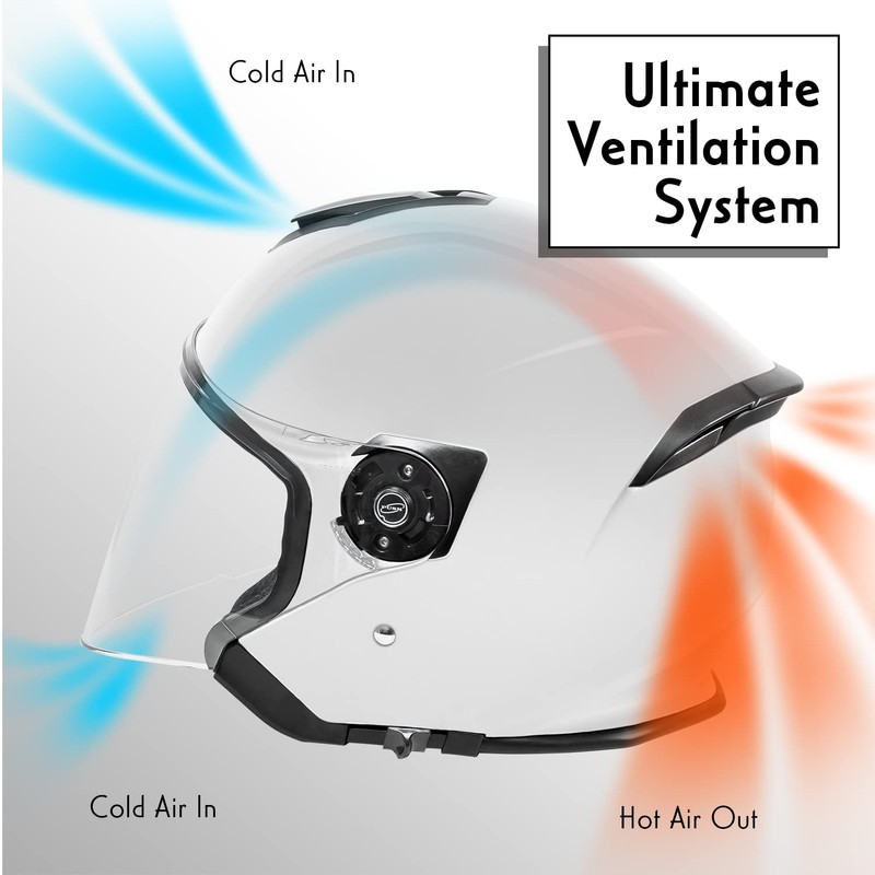 VCAN V88 3/4 Open Face Motorcycle Scooter Helmet ECE &