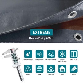 TARPAL tarp 10x20 Super Heavy Duty Tarps Cover 20mil Waterproof UV Resistant Rip and Tear Proof Tarpaulin with Grommets(Grey/Brown)